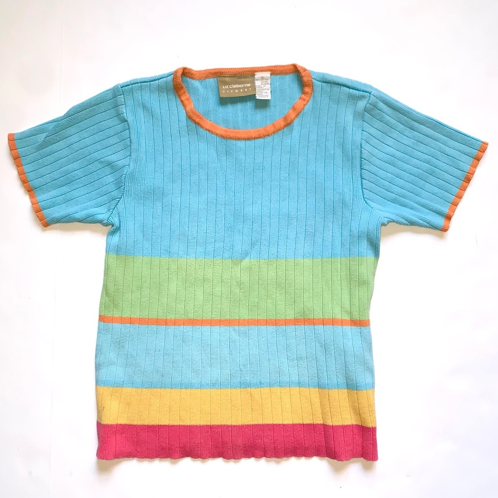 v i n t a g e :: Retro Ribbed Colorblock Knit Top - Picture 3 of 6